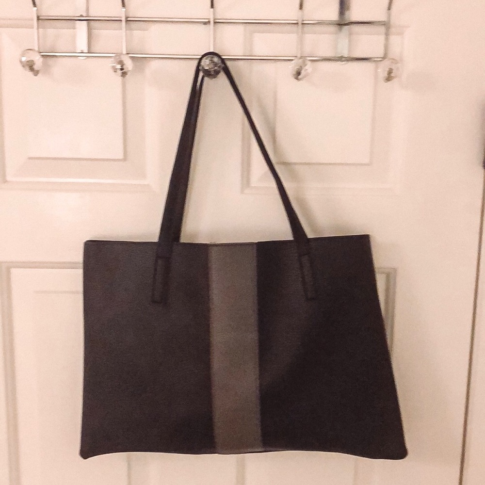 Vince Camuto Luck Tote in Black with Grey Stripe